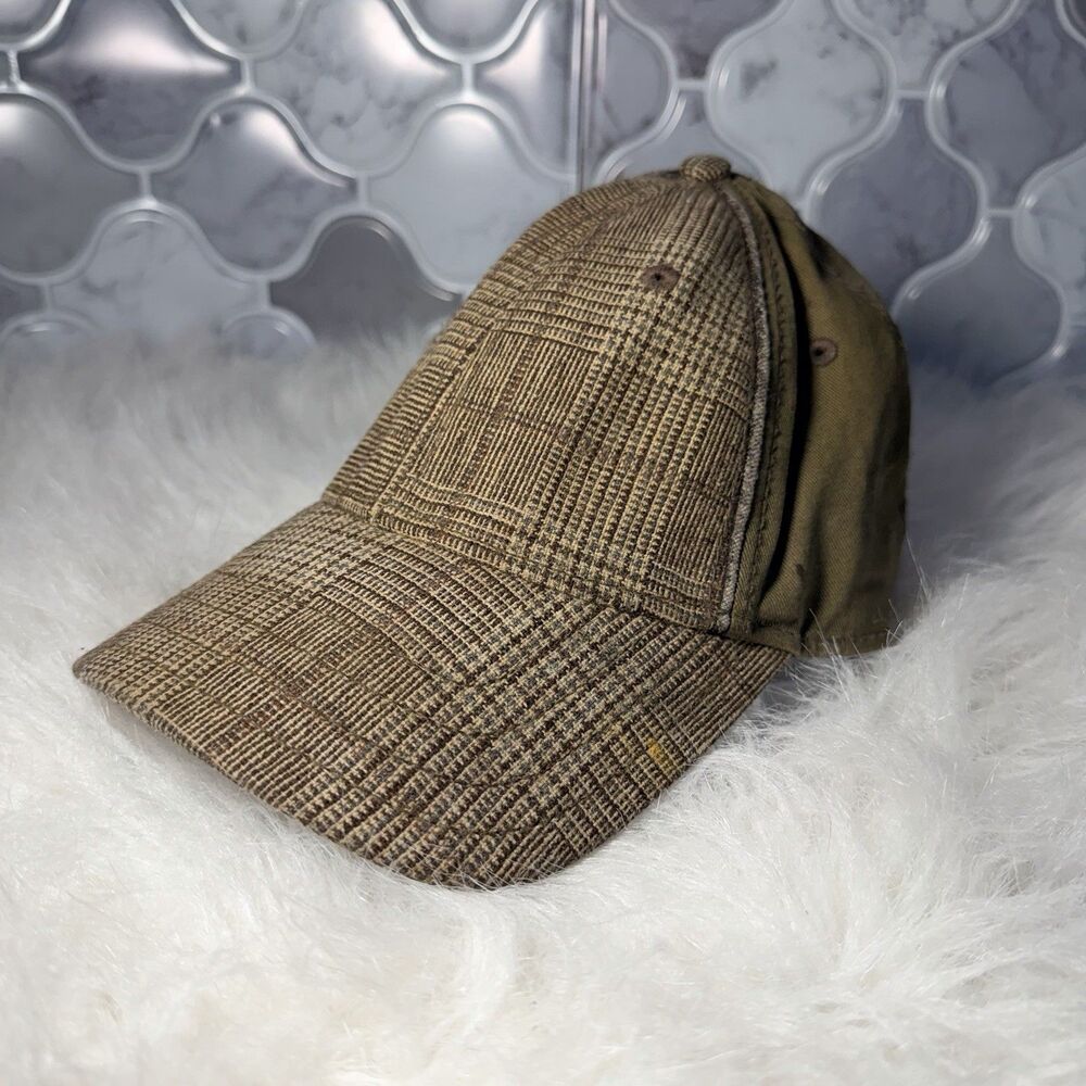 RIVINGTON & MOTT Grandpa's Baseball Hat Houndstooth Plaid Mens Sz S/M Wool Blend
